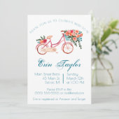 Roze Waterverf Bicycle Floral Vrijgezellenfeest Kaart (Staand voorkant)