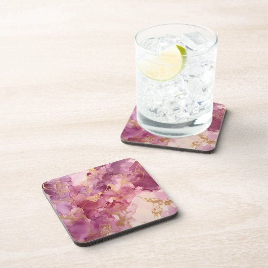 Roze waterverf bier onderzetter (Rechterzijde)