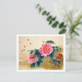Roze waterverf bij de Koel-chinese klassieker Briefkaart (Staand voorkant)