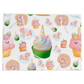 Roze Waterverf Birthday Cupcake Unicorn Groot Cadeauzakje (Achterkant)