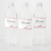 Roze Waterverf Birthday Party Waterfles Etiket (Flessen)