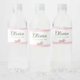 Roze Waterverf Birthday Party Waterfles Etiket
