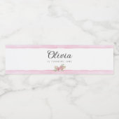 Roze Waterverf Birthday Party Waterfles Etiket (Enkel label)