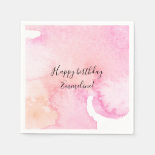  roze Waterverf Birthday Servet