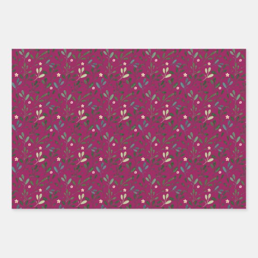 Roze waterverf bladeren van het bruine roze patroo inpakpapier vel (Voorkant 2)