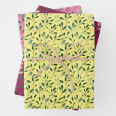 Roze waterverf bladeren van het bruine roze patroo inpakpapier vel (In situ)