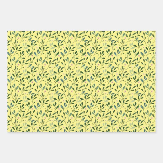 Roze waterverf bladeren van het bruine roze patroo inpakpapier vel (Voorkant)