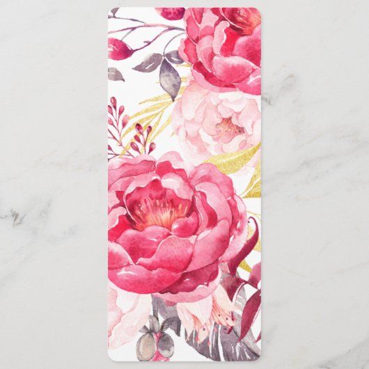 Roze Waterverf Bloed Wreath Weddenschap Menu (Achterkant)