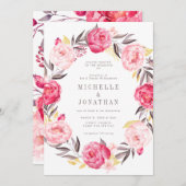 Roze Waterverf Bloedbad Uitnodiging (Voorkant / Achterkant)