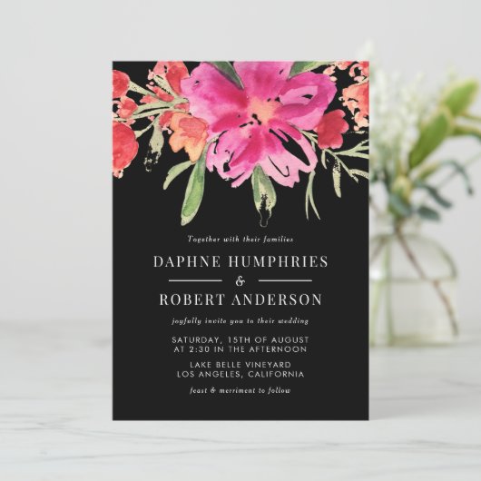 Roze Waterverf Bloedbad Uitnodiging II (Staand voorkant)