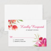 Roze Waterverf Bloedblazer RSVP-kaart RSVP Kaartje (Voorkant / Achterkant)