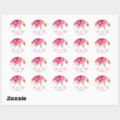 Roze Waterverf Bloeddruk Monogram Sticker (Vel)
