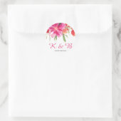 Roze Waterverf Bloeddruk Monogram Sticker (Tas)