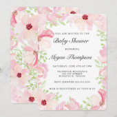 Roze Waterverf Bloeddrukventilator Baby shower uit Kaart (Voorkant / Achterkant)