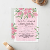 Roze Waterverf Bloeiende Bloemen Bloemen Sieraden  Notitiekaartje (Voorkant / Achterkant in situ)