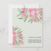 Roze Waterverf Bloeiende Bloemen Bloemen Sieraden  Notitiekaartje (Achterkant)
