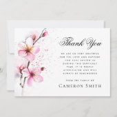 Roze waterverf bloeit begrafenis sympathie bedankkaart (Voorkant)