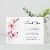 Roze waterverf bloeit begrafenis sympathie bedankkaart (Staand voorkant)