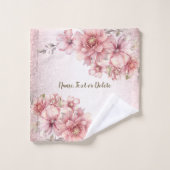 Roze Waterverf bloeit glanzend glitter modern Bad Handdoek (Wasdoekje)