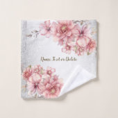Roze Waterverf bloeit glanzend glitter modern Bad Handdoek (Wasdoekje)