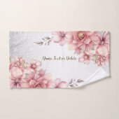Roze Waterverf bloeit glanzend glitter modern Bad Handdoek (Handdoek)