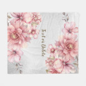 Roze Waterverf bloeit glanzend glitter modern Fleece Deken (Voorkant (Horizontaal))