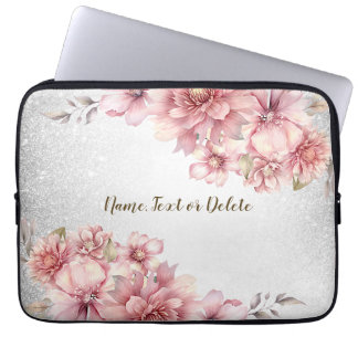 Roze Waterverf bloeit glanzend glitter modern Laptop Sleeve