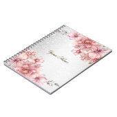 Roze Waterverf bloeit glanzend glitter modern Notitieboek (Linkerzijde)