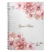 Roze Waterverf bloeit glanzend glitter modern Notitieboek (Voorkant)