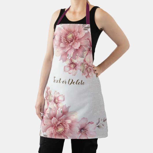 Roze Waterverf bloeit glanzend glitter modern Schort (Insitu)