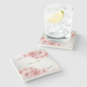 Roze Waterverf bloeit glanzend glitter modern Stenen Onderzetter (Zijkant)