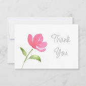 Roze Waterverf Bloem 3 Bedankkaart (Voorkant)