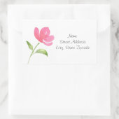 Roze Waterverf Bloem 3 Etiketten (Tas)