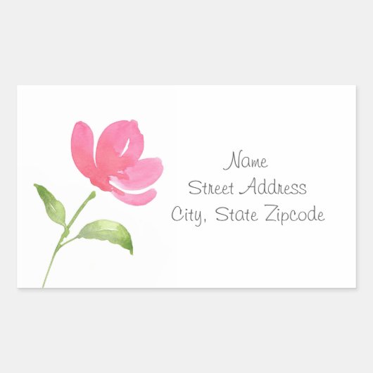 Roze Waterverf Bloem 3 Etiketten (Voorkant)