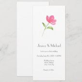Roze Waterverf Bloem 3 Kaart (Voorkant / Achterkant)