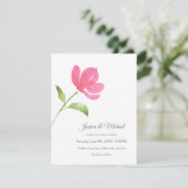 Roze Waterverf Bloem 3 Uitnodiging (Staand voorkant)
