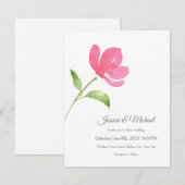 Roze Waterverf Bloem 3 Uitnodiging (Voorkant / Achterkant)