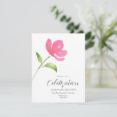 Roze Waterverf Bloem 3 Uitnodiging (Staand voorkant)