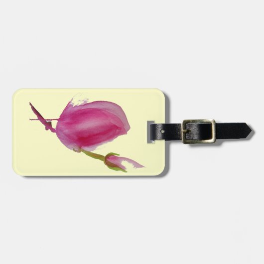 Roze waterverf bloem bagagelabel (Voorkant horizontaal)