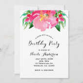 Roze Waterverf Bloem Bloemen Zomerverjaardag Kaart (Voorkant)