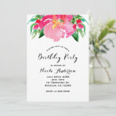 Roze Waterverf Bloem Bloemen Zomerverjaardag Kaart (Staand voorkant)