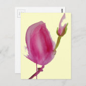 Roze waterverf bloem briefkaart (Voorkant / Achterkant)