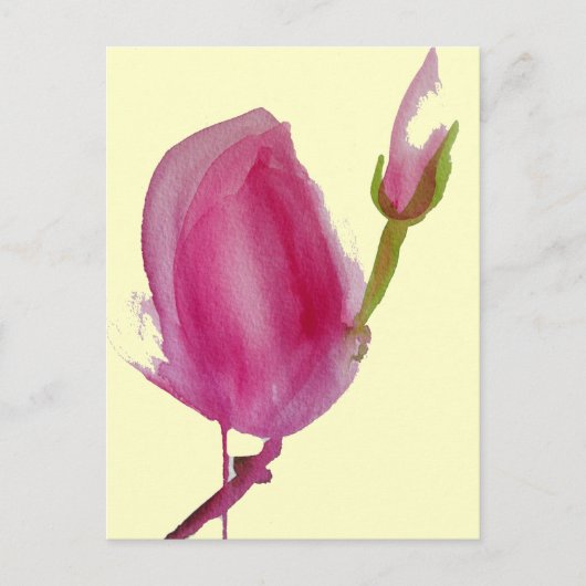 Roze waterverf bloem briefkaart (Voorkant)