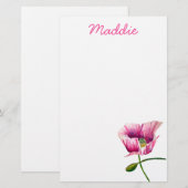 Roze waterverf bloem briefpapier (Voorkant / Achterkant)