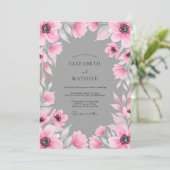 Roze Waterverf Bloem Bruiloft Kaart (Staand voorkant)
