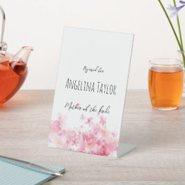 Roze waterverf bloem Bruiloft Tafel Signs Reclamebord Met Voetstuk