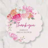 Roze waterverf bloem bruiloft Welcome Bedankjes Labels (Achterkant)