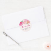 Roze waterverf bloem bruiloft Welcome Ronde Sticker (Envelop)