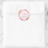 Roze waterverf bloem bruiloft Welcome Ronde Sticker (Tas)
