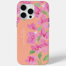 Roze waterverf bloem iPhone 15 pro max hoesje